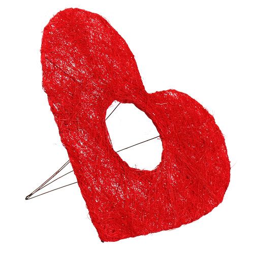 Floristik24 Sisal heart cuff 25cm red 10pcs