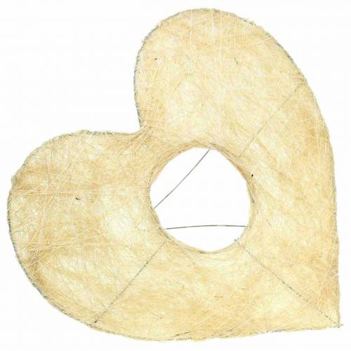 Floristik24 Sisal sleeve heart bleached 25.5cm 10pcs