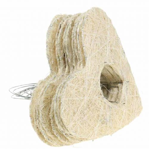 Floristik24 Sisal sleeve heart bleached 25.5cm 10pcs