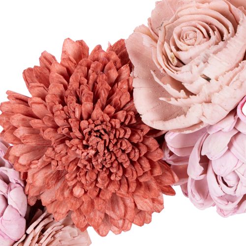 Product Hanging floral wreath with pink blossoms for stylish decoration of living space, 25cm