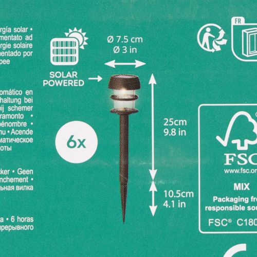 Solar garden lights with ground spike, outdoor lamps for garden paths, 35cm, 6 pieces | Floristik24.co.uk