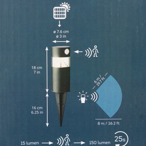 Solar garden light with motion sensor, LED, 34 cm | Floristik24.co.uk