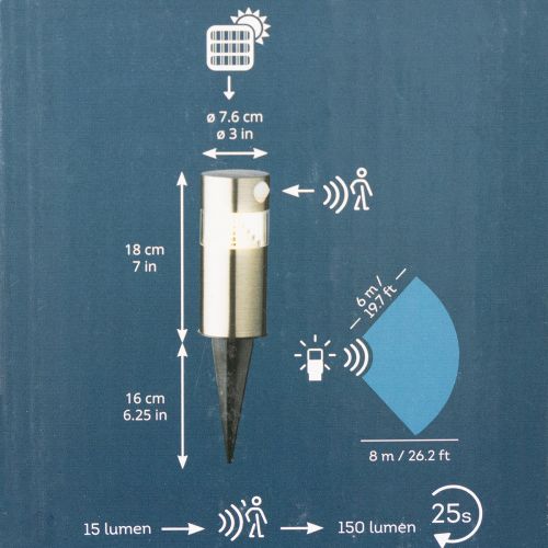 Solar garden light with ground spike and LED lighting, 34 cm | Floristik24.co.uk