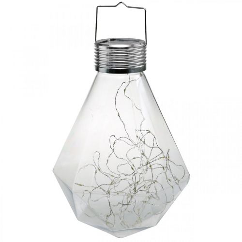 Diamond Solar Lamp Balcony Lantern LED Light Garden Decoration Warm White H31cm Ø22cm