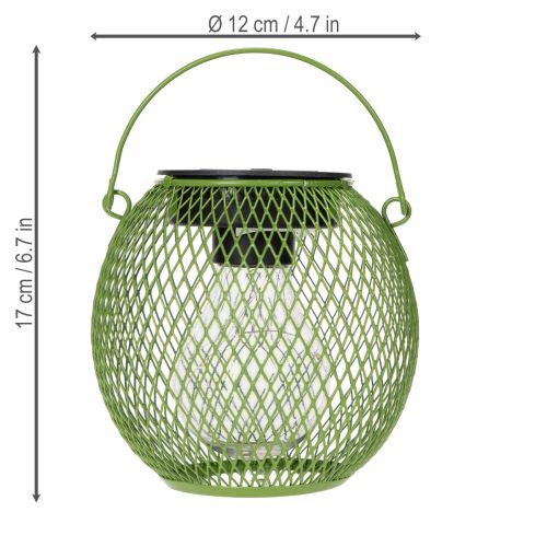 Product Round LED solar lantern, perfect for garden or patio, atmospheric lighting, 12cm
