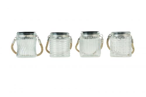 Solar light solar glass hanging lamp balcony Ø7.5cm H9cm 4pcs