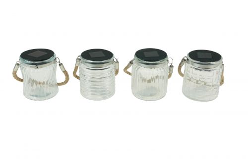 Floristik24 Solar light solar glass hanging lamp balcony Ø7.5cm H9cm 4pcs