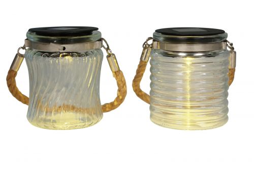 Floristik24 Solar light solar glass hanging lamp balcony Ø7.5cm H9cm 4pcs