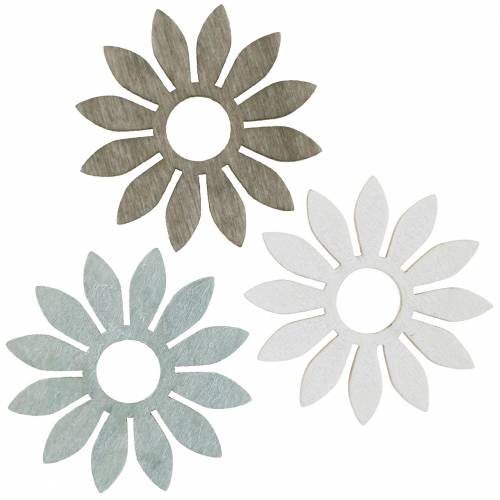 Floristik24 Summer flowers wooden decoration flowers brown, light grey, white scattered decoration 72 pieces