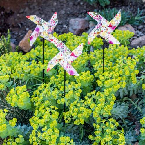 Floristik24 Summer decoration windmill Ø14cm colored on the stick 3pcs