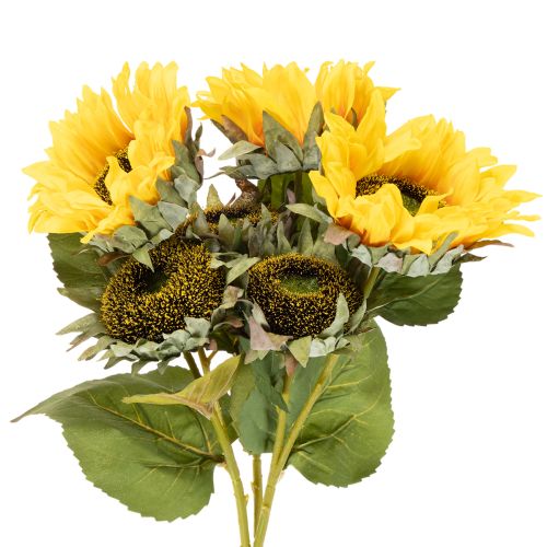 Artificial Sunflower Stems with Realistic Leaves and Blooms, 58cm, Set of 3 | Floristik24.co.uk