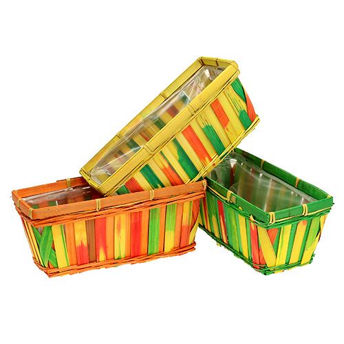 Chip basket square multicolored 25cm 9 pcs