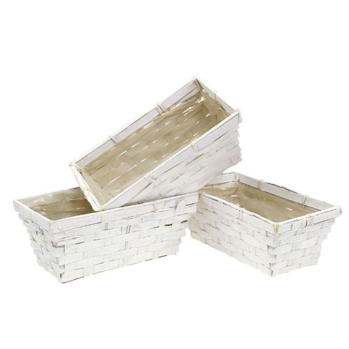 Chip basket set square whitened 20cm x 11cm 8 pcs