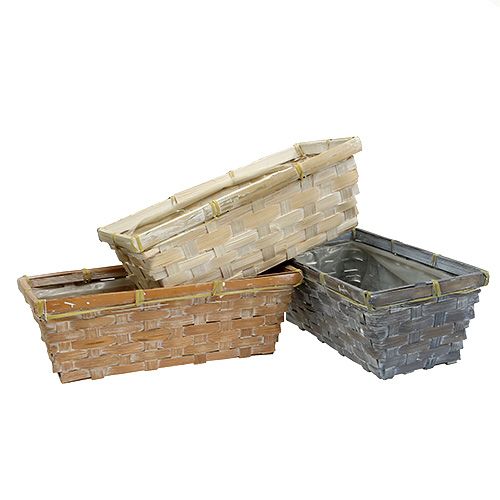 Floristik24 Chip basket set plant basket white/grey/brown 6 pieces 25/12cm