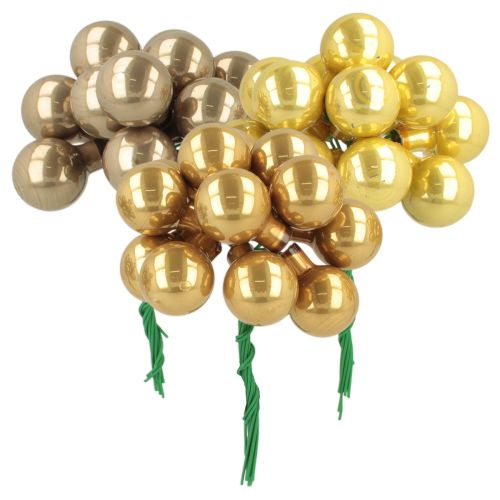 Mini Christmas Baubles on Wire Glossy Mirror Berries 20mm 140 Pieces