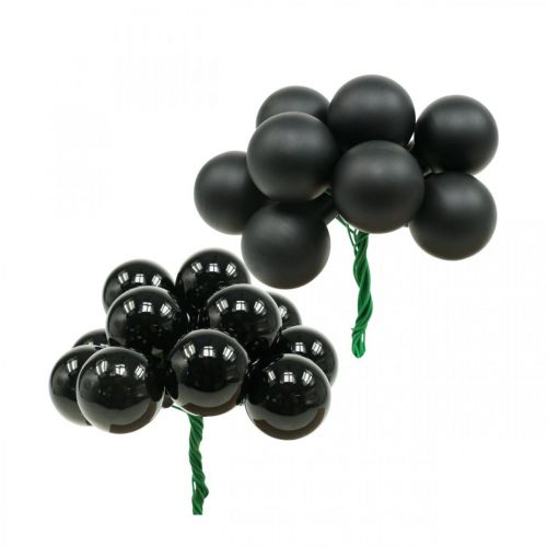 Floristik24 Mini Christmas balls on wire black glass Ø20mm 140 pcs