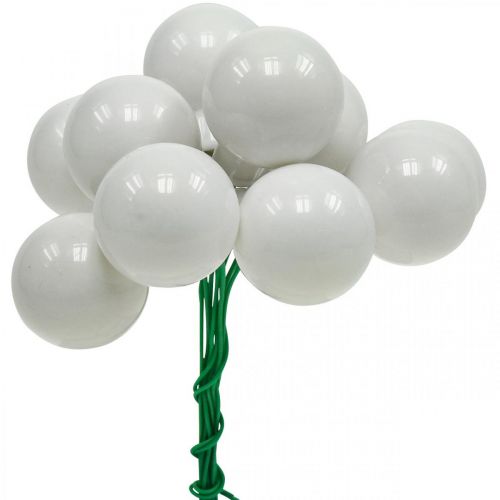 Mini Christmas balls white glass mirror berries Ø25mm 140p