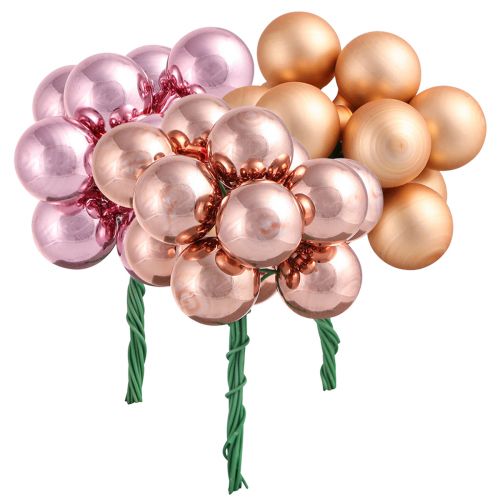 Floristik24 Mirror berries apricot pink glass balls wire Ø20mm 140 pcs