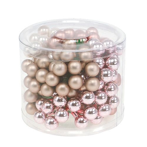 Floristik24 Mirror berries cream-pink mix 15mm 140p