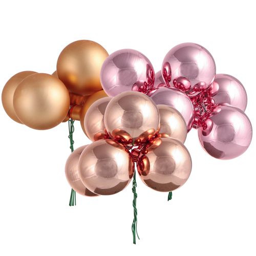 Product Mirror Berries Glass Balls Wire Apricot Pink Ø40mm 32 pcs