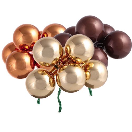 Mirror Berries Christmas Baubles Gold Brown Ø40mm 32 pcs