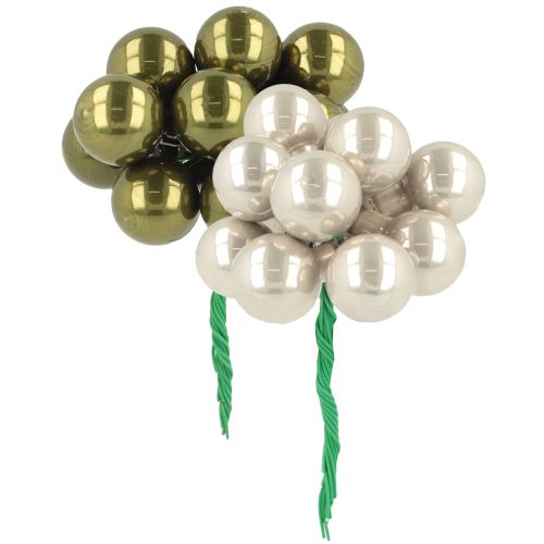Mirror Berries Christmas Baubles Green Silver Ø20mm 140pcs