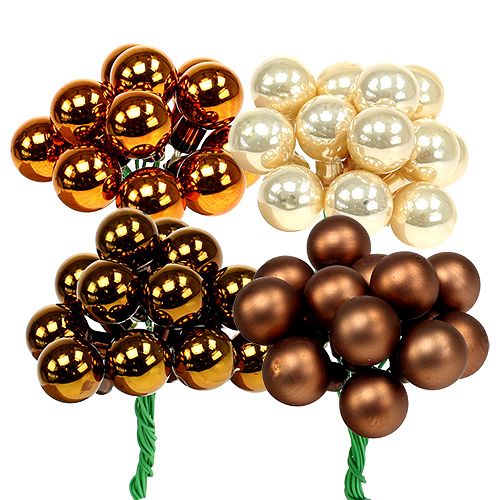 Floristik24 Mirror berries Ø1.5cm brown-gold 140p