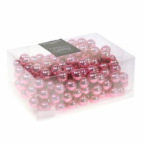 Floristik24 Christmas decoration Mirror berries Glass Pink Ø2cm 144pcs