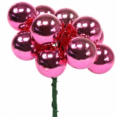 Floristik24 Christmas decoration Mirror berries Glass Pink Ø2cm 144pcs