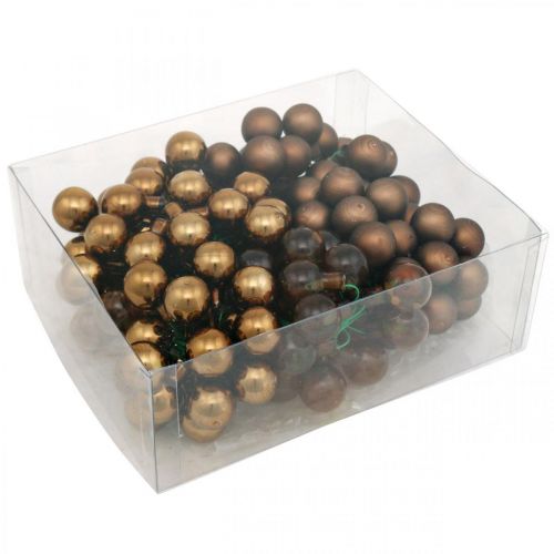 Floristik24 Mini Christmas balls brown glass mirror berries Ø20mm mix 140p