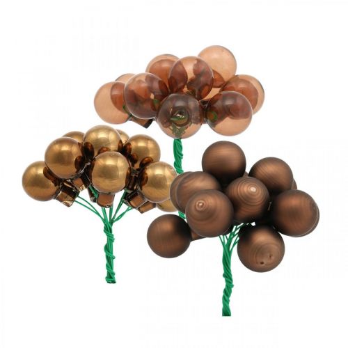 Floristik24 Mini Christmas balls brown glass mirror berries Ø20mm mix 140p