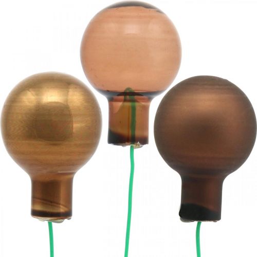 Floristik24 Mini Christmas balls brown glass mirror berries Ø20mm mix 140p