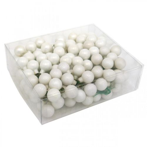 Product Mini Christmas ball white marbled mirror berries Ø20mm 140p