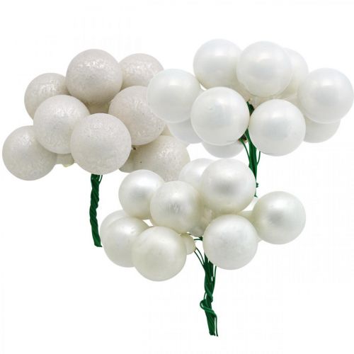 Product Mini Christmas balls white marbled sorted mirror berries Ø25mm 140p