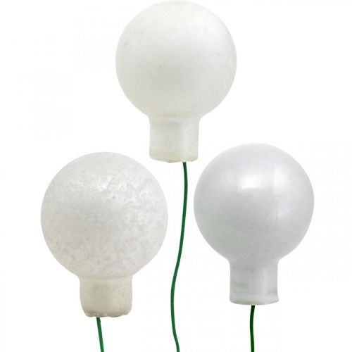 Floristik24 Mini Christmas Baubles White Marbled Assorted Mirror Berries Ø25mm 140 pcs