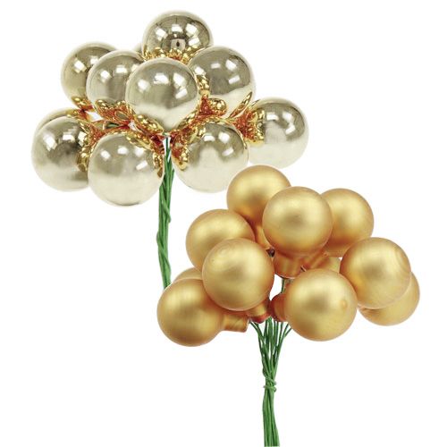 Floristik24 Mirror berries gold mix 25mm 140pcs