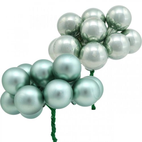 Floristik24 Mini Christmas balls mint mirror berries glass Ø25mm 140pcs