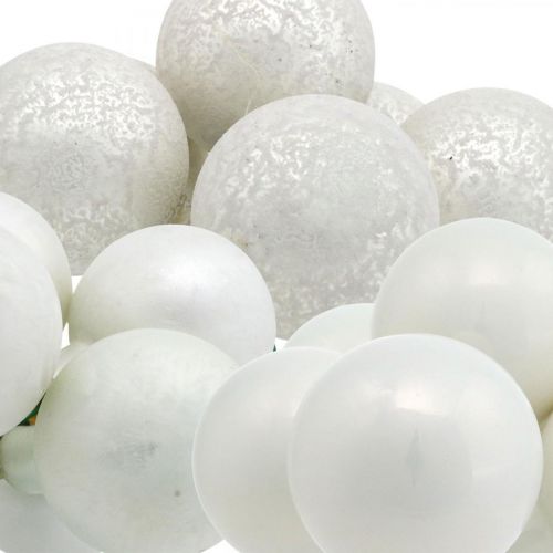 Product Mini Christmas ball white mirror berries glass Ø40mm mix 32pcs