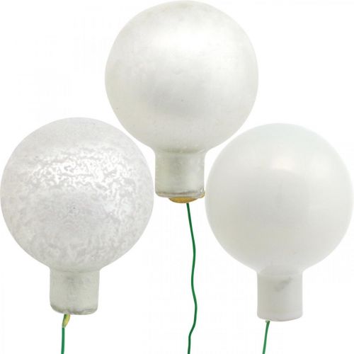 Floristik24 Mini Christmas ball white mirror berries glass Ø40mm mix 32pcs