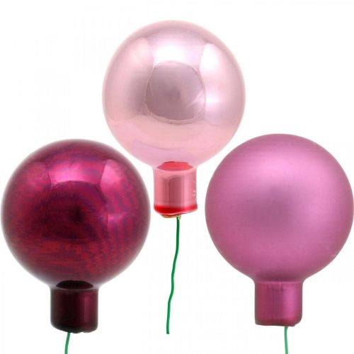 Floristik24 Mini Christmas Ball Pink Mirror Berries Glass Ø40mm Mix 32pcs