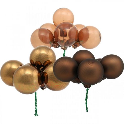 Floristik24 Mini Christmas ball brown glass mirror berries Ø40mm mix 32pcs