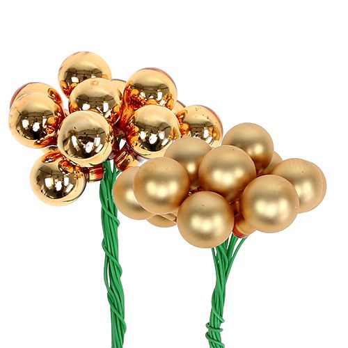 Floristik24 Mirror berries Ø1.5cm matt, glossy gold 140p