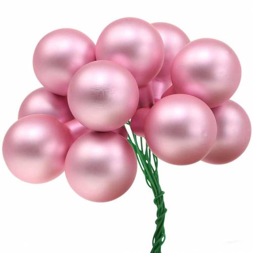 Product Mini Christmas ball on wire 40mm pink, silver, white 36pcs