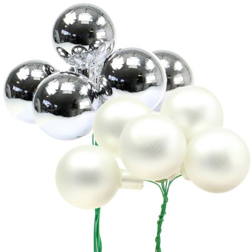 Floristik24 Mirror berries silver mix Ø40mm 32pcs