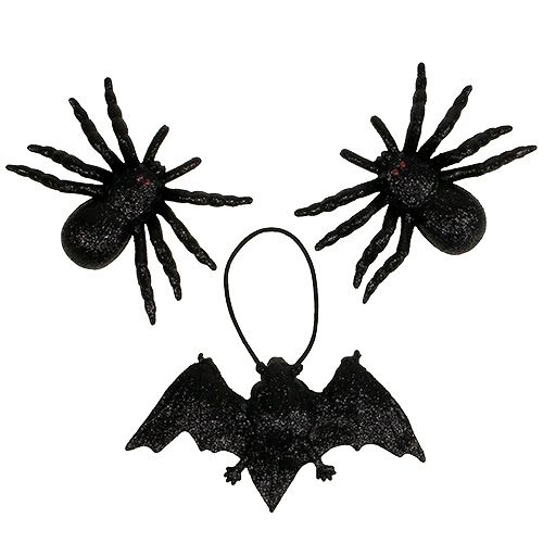 Spider, bat figures black 10cm, 14cm 3pcs