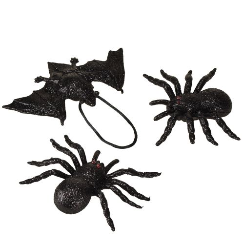 Floristik24 Spider, bat figures black 10cm, 14cm 3 pieces