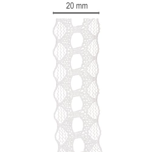 Cotton Lace Ribbon with Delicate Border 25mm x 10m White | Floristik24.co.uk