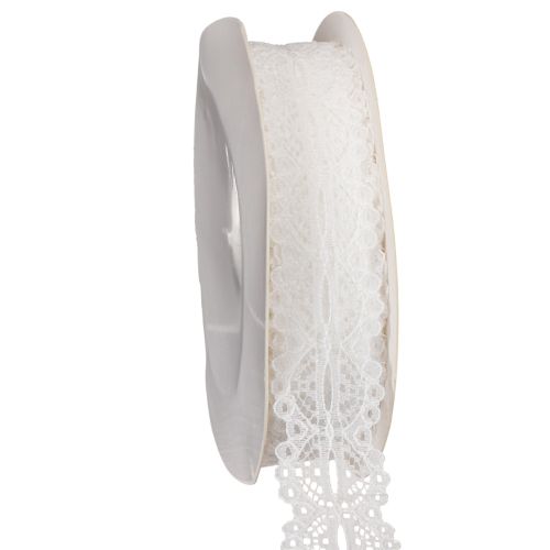Cotton Lace Ribbon on Roll 25mm x 10m for DIY and Decorations, White