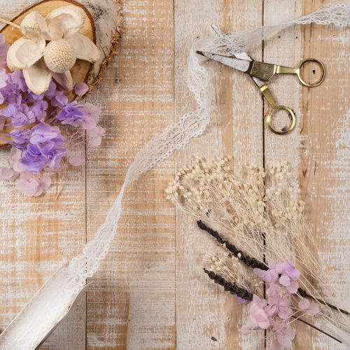 Cotton Lace Ribbon on Roll 25mm x 10m for DIY and Decorations, White | Floristik24.co.uk