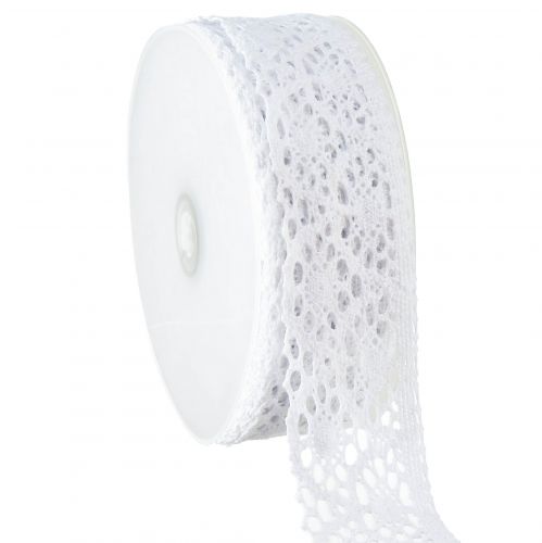 Floristik24 Lace Ribbon White Decorative Ribbon Wedding Baptism W48mm L20m